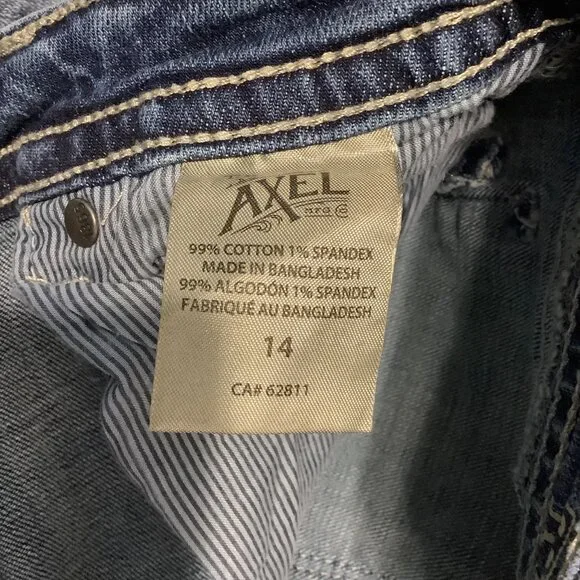 Axel Boys Jeans Size 14 Classic Straight Light Wash Embroidered Pockets - Picture 7 of 13